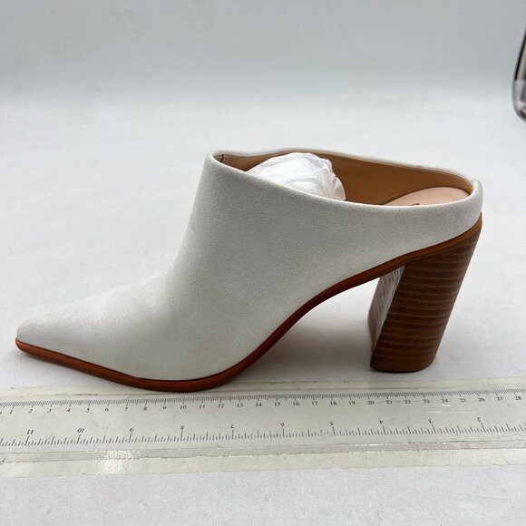FOWT White Pointed Toe Slip On Mules Stacked Block High Heel Sandal Proms Shoes - Picture 1 of 7